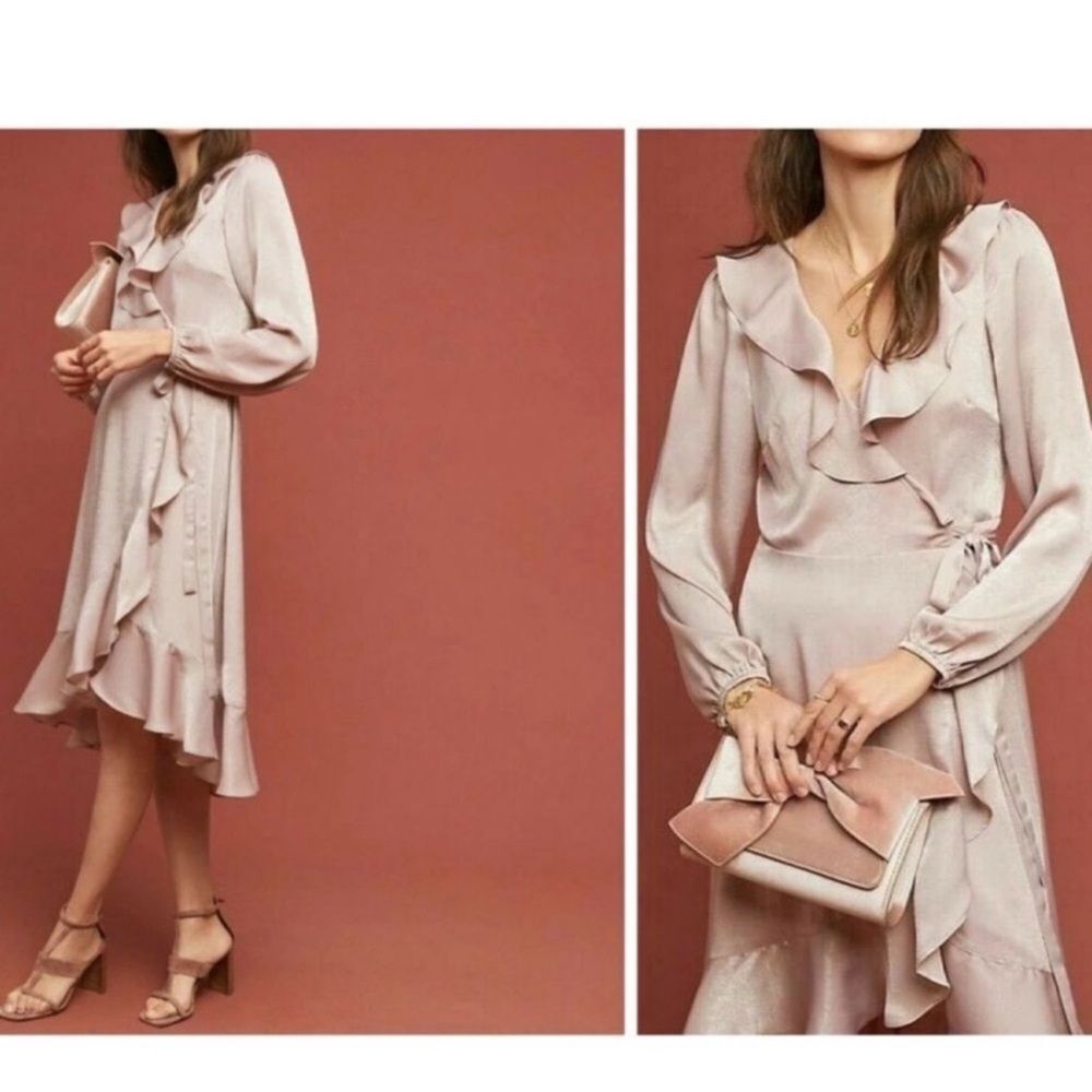 The Odell’s Anthropologie Sharlene Wrap Dress Pink